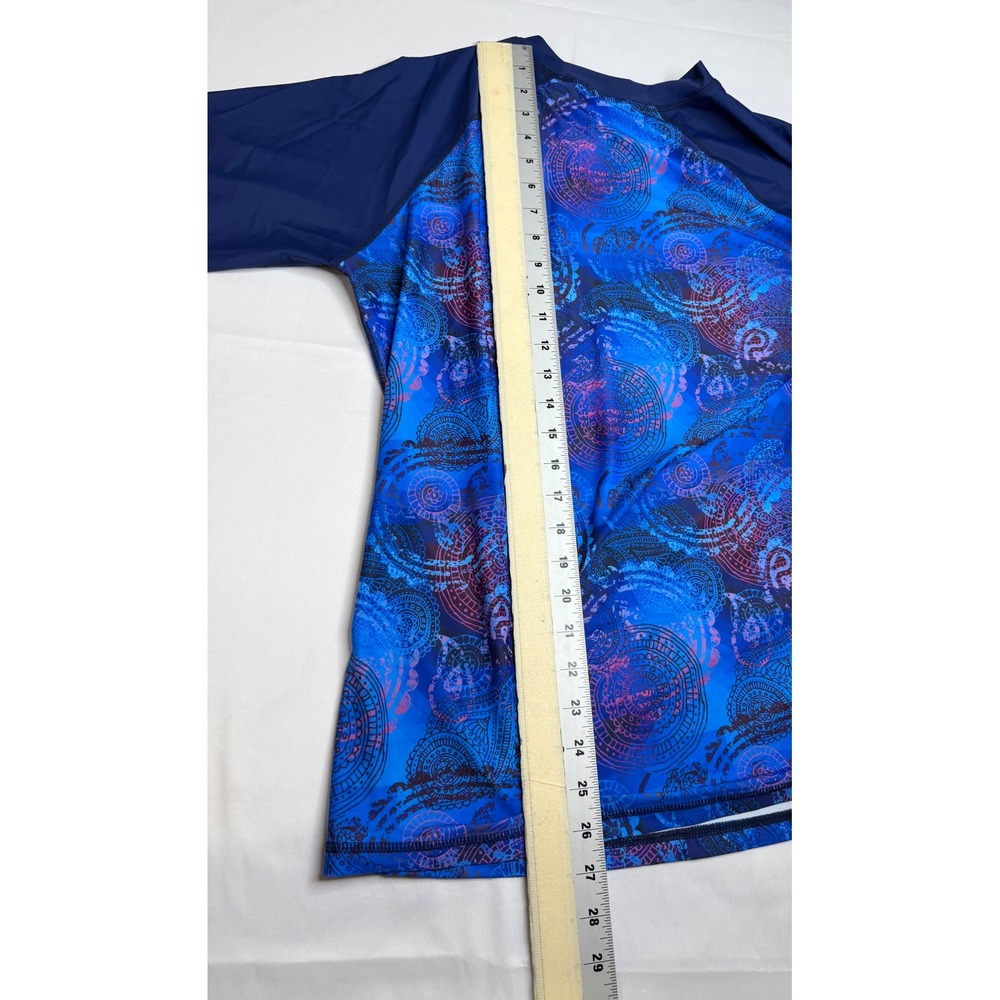 Halcurt Womens Rash Guard Long Sleeve UPF 50 Blue Paisley Mandala Thumbhole XL - Picture 4 of 9